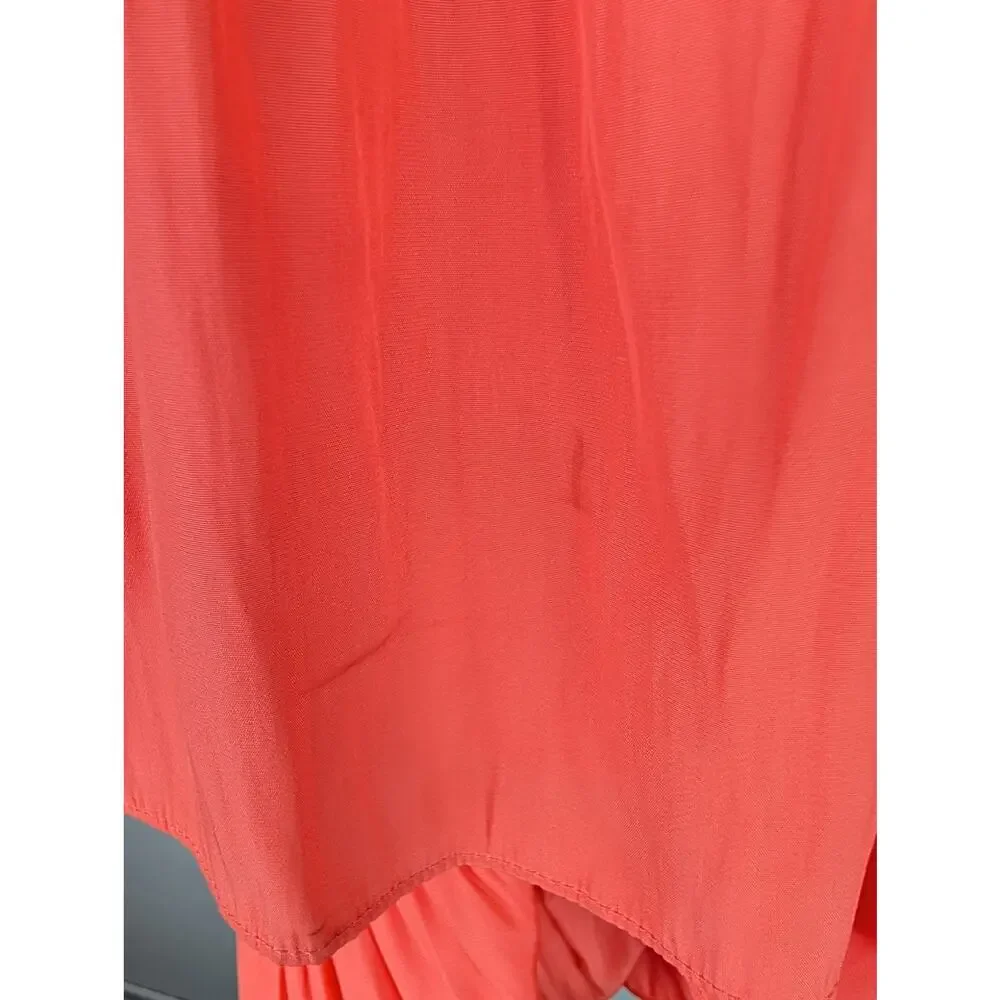 Ramy Brook Edenn Midi Dress Tiered Smocked Boho Keyhole Coral Pink Orange Size S